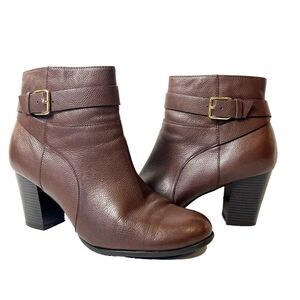 Cole Haan Grand.OS Signature Heeled Boots Womens 10B Brown Leather Zip Up Casual